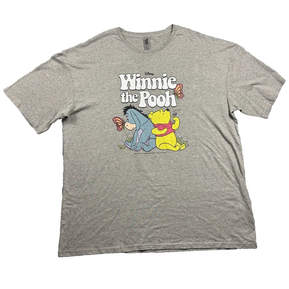 Men's Disney Winnie The Pooh Girl's Short Sleeves Gray T'shirt Size 3XL Tall